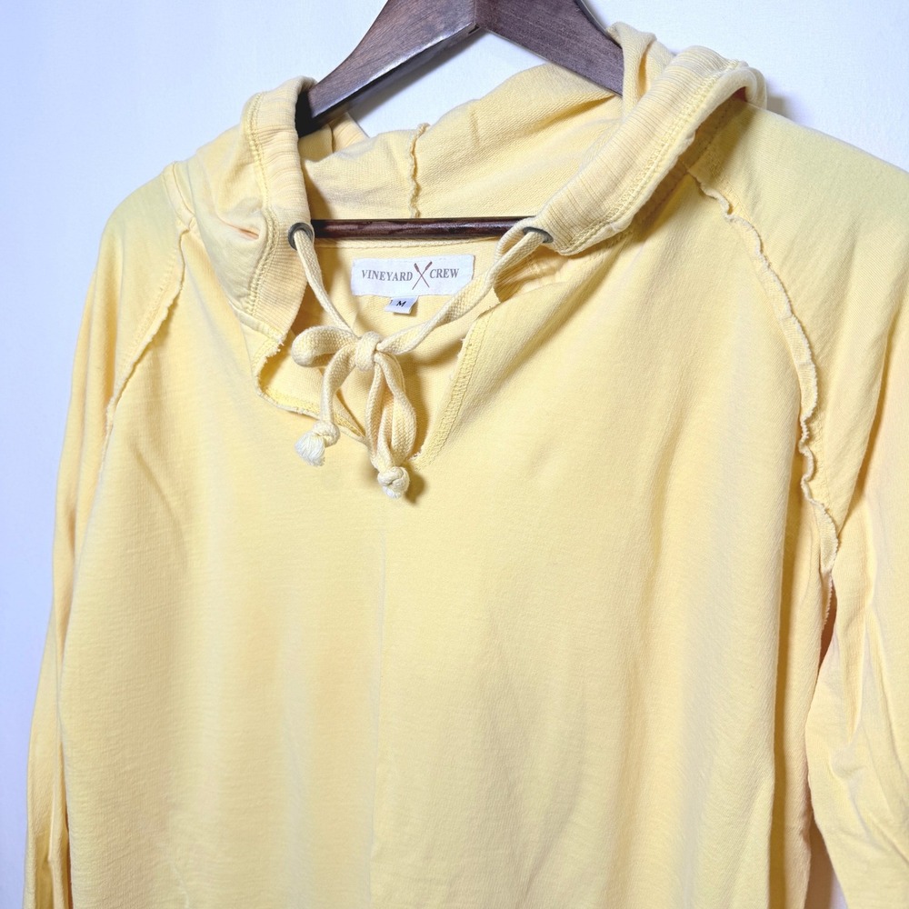 Vineyard Crew Womens Yellow Cotton Raglan Pullover Hoodie Size M 5044-M